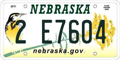 NE license plate 2E7604