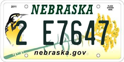 NE license plate 2E7647