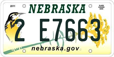 NE license plate 2E7663