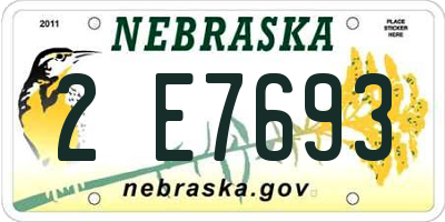 NE license plate 2E7693