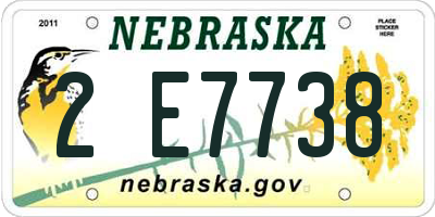 NE license plate 2E7738