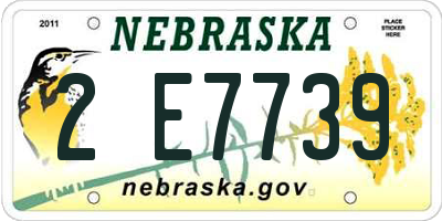 NE license plate 2E7739