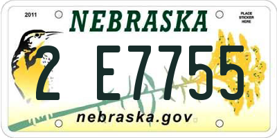 NE license plate 2E7755