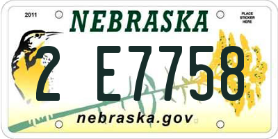 NE license plate 2E7758