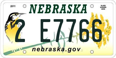 NE license plate 2E7766