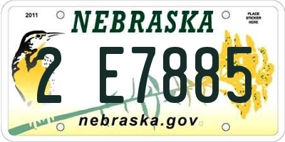 NE license plate 2E7885