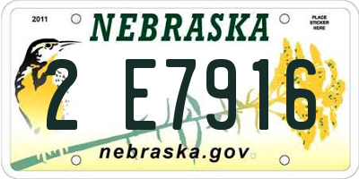 NE license plate 2E7916