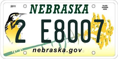 NE license plate 2E8007