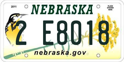 NE license plate 2E8018