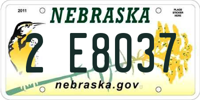 NE license plate 2E8037
