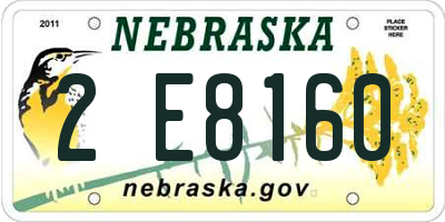 NE license plate 2E8160