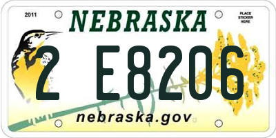 NE license plate 2E8206