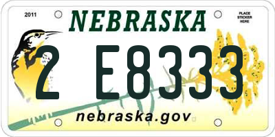 NE license plate 2E8333