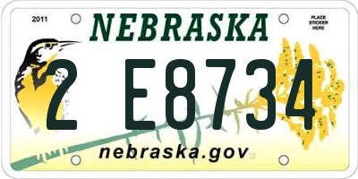 NE license plate 2E8734