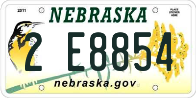 NE license plate 2E8854