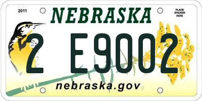 NE license plate 2E9002