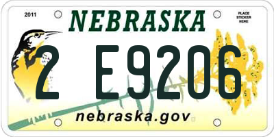 NE license plate 2E9206