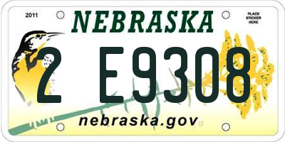 NE license plate 2E9308