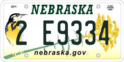 NE license plate 2E9334