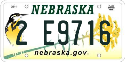 NE license plate 2E9716