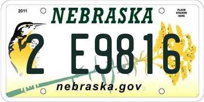 NE license plate 2E9816