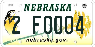 NE license plate 2F0004