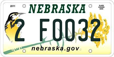 NE license plate 2F0032