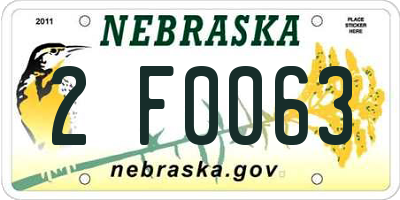 NE license plate 2F0063