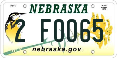 NE license plate 2F0065