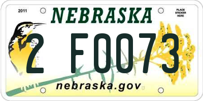 NE license plate 2F0073