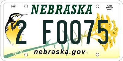 NE license plate 2F0075