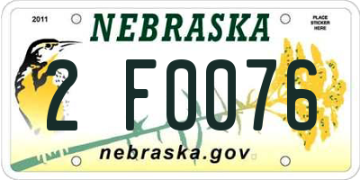NE license plate 2F0076