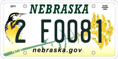 NE license plate 2F0081