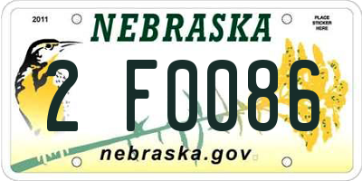 NE license plate 2F0086