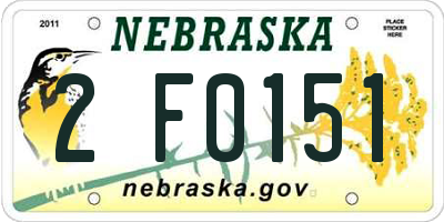 NE license plate 2F0151