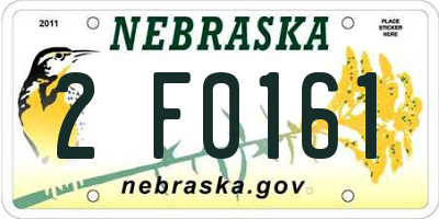 NE license plate 2F0161