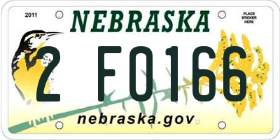 NE license plate 2F0166