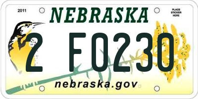 NE license plate 2F0230