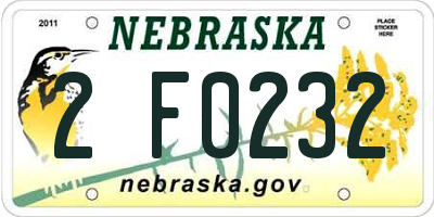NE license plate 2F0232