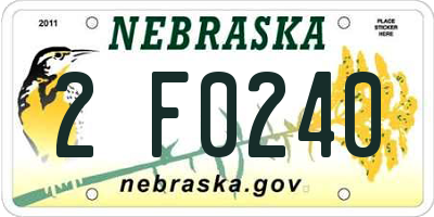 NE license plate 2F0240
