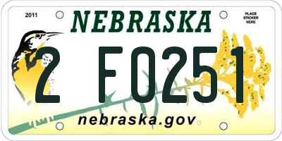 NE license plate 2F0251