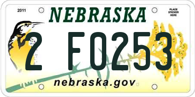 NE license plate 2F0253