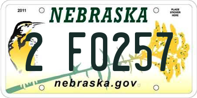 NE license plate 2F0257