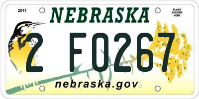 NE license plate 2F0267