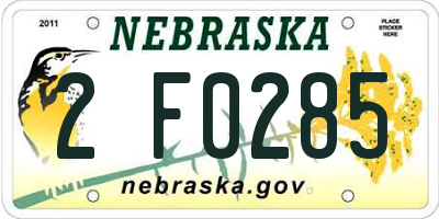 NE license plate 2F0285