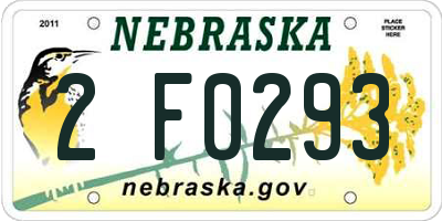 NE license plate 2F0293