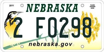 NE license plate 2F0298