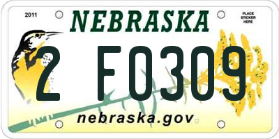 NE license plate 2F0309