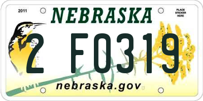 NE license plate 2F0319