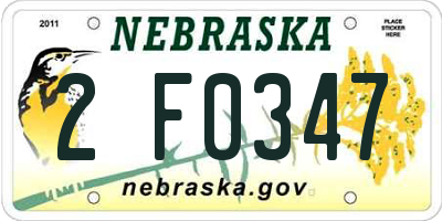 NE license plate 2F0347